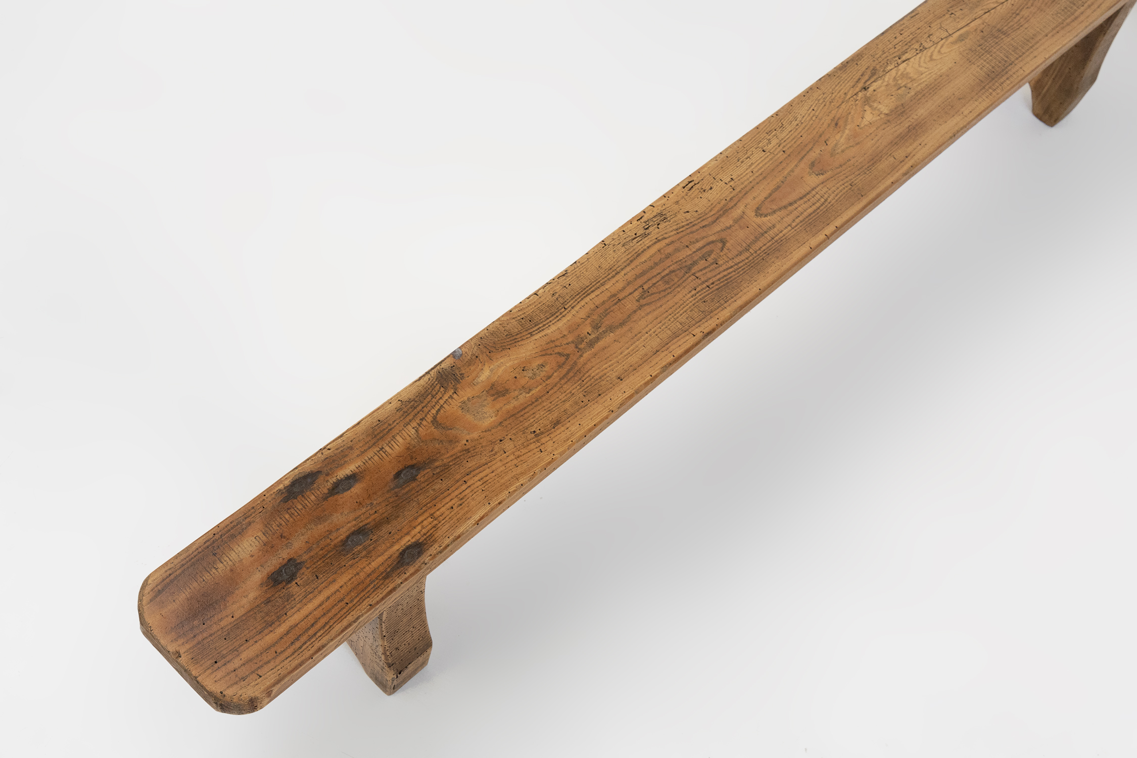 Rustic low bench in solid wood, France ca. 1850thumbnail